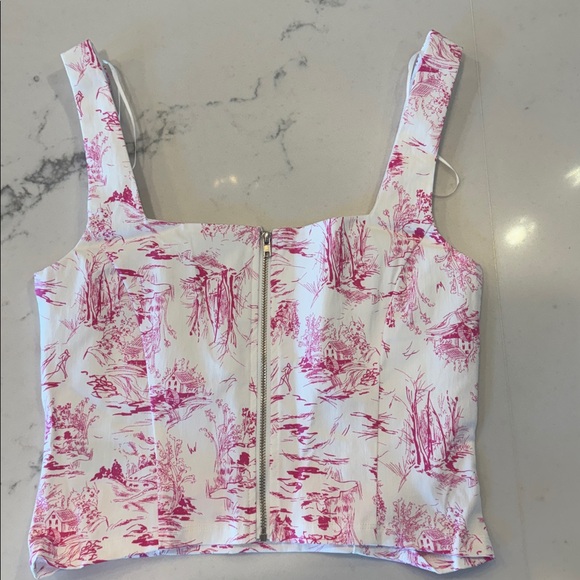 NWT Francesca’s Pink and White Crop Corset Top - Picture 2 of 2